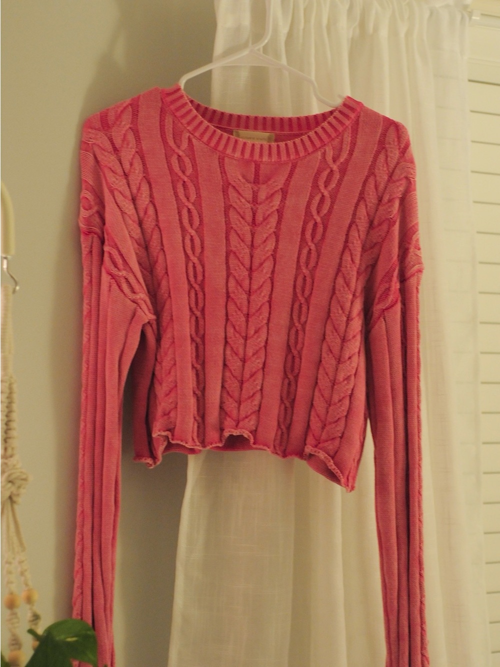 Altar'd State Pink Cable Knit Sweater